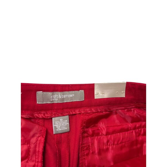 Croft & Barrow Womens Stretch Cropped Pants Size 10 Red Cotton Blend New - Picture 6 of 7